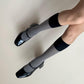 Grey Velvet Socks with Black Cuff - socks