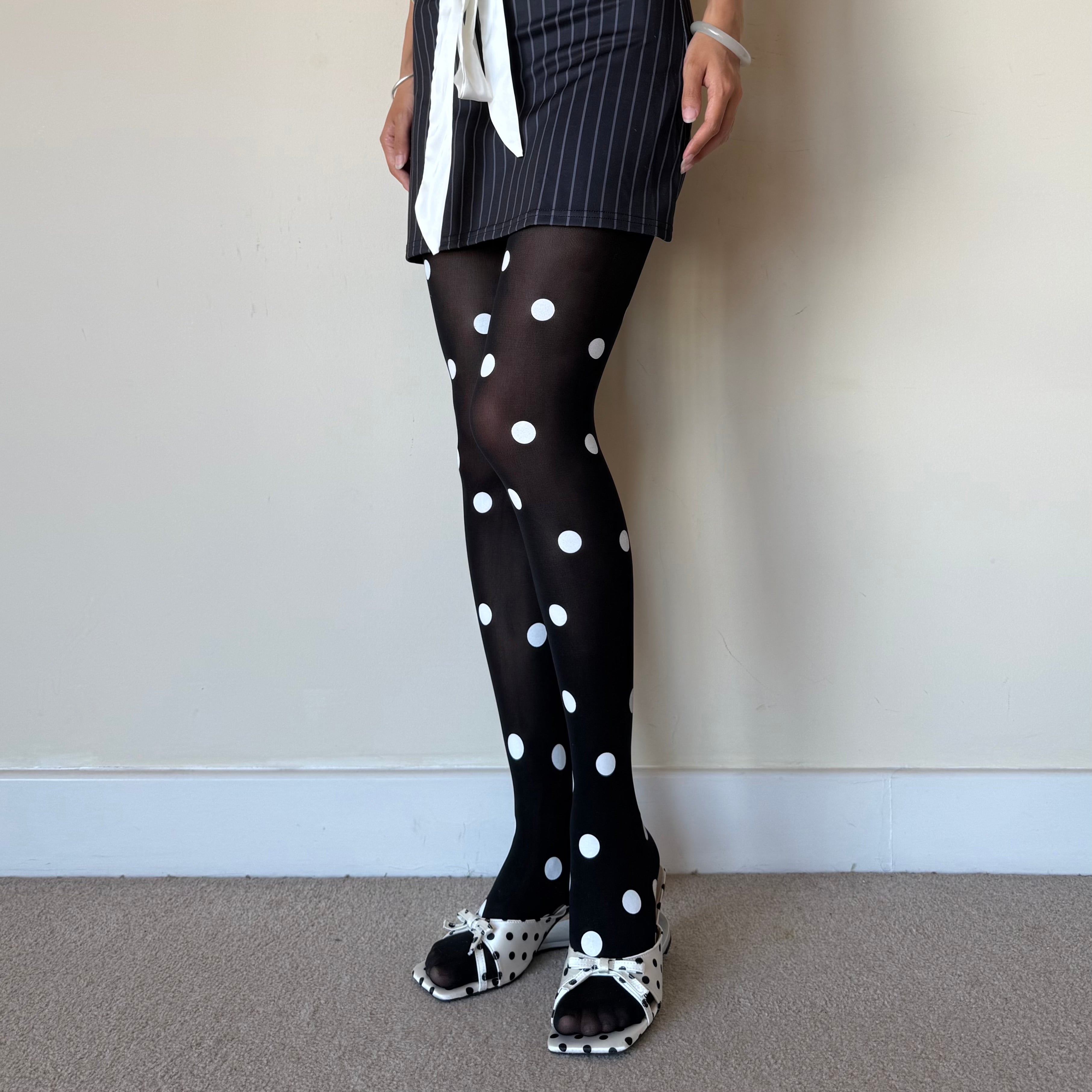 Black Large Polka Dot Tights