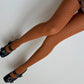 Cinnamon Orange Velvet 3D Crisscross Pattern Tights 110D - tights
