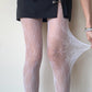 White Ribbon Bow Fishnet Tights - tights