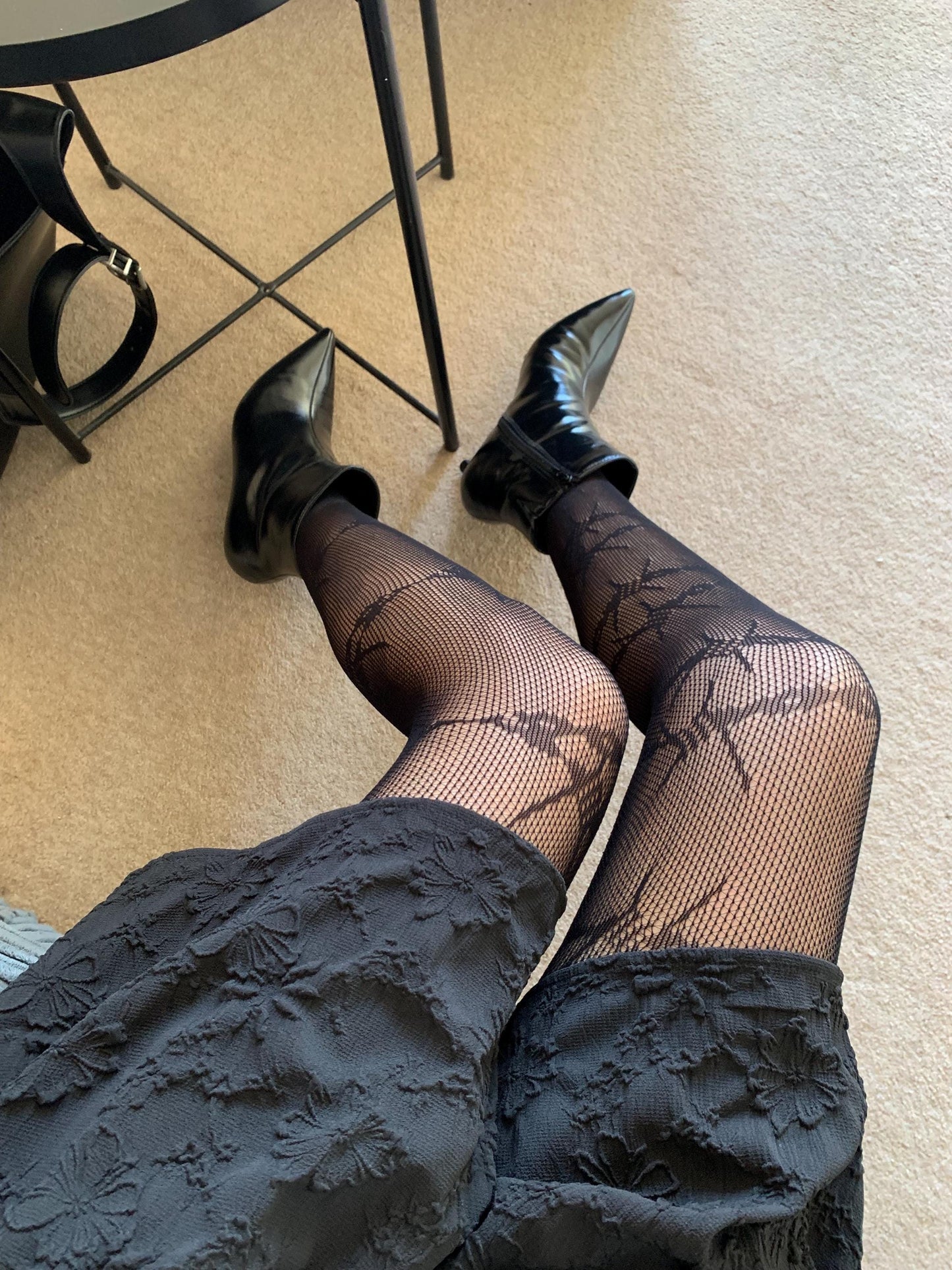 Black Barbed Wire Fishnet Tights - tights