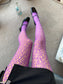 Purple Fishnet Circle Cut-Out Fishnet Tights
