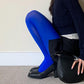Royal Blue Solid Color Velvet Tights 80D - tights
