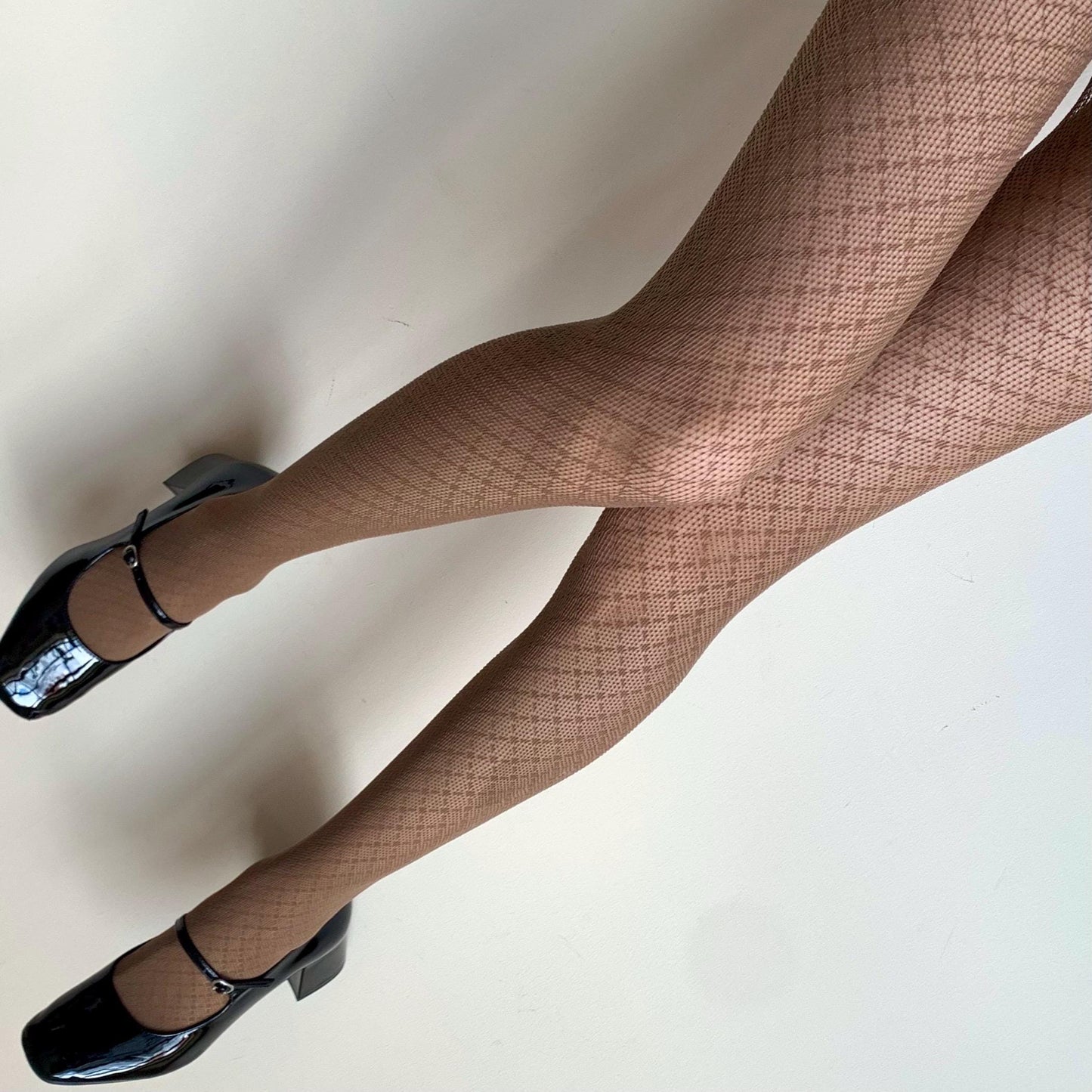 Brown Crisscross Fishnet Tights