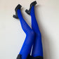 Royal Blue Solid Color Velvet Tights 80D - tights