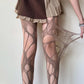 Brown Oval Cut-Out Fishnet Tights