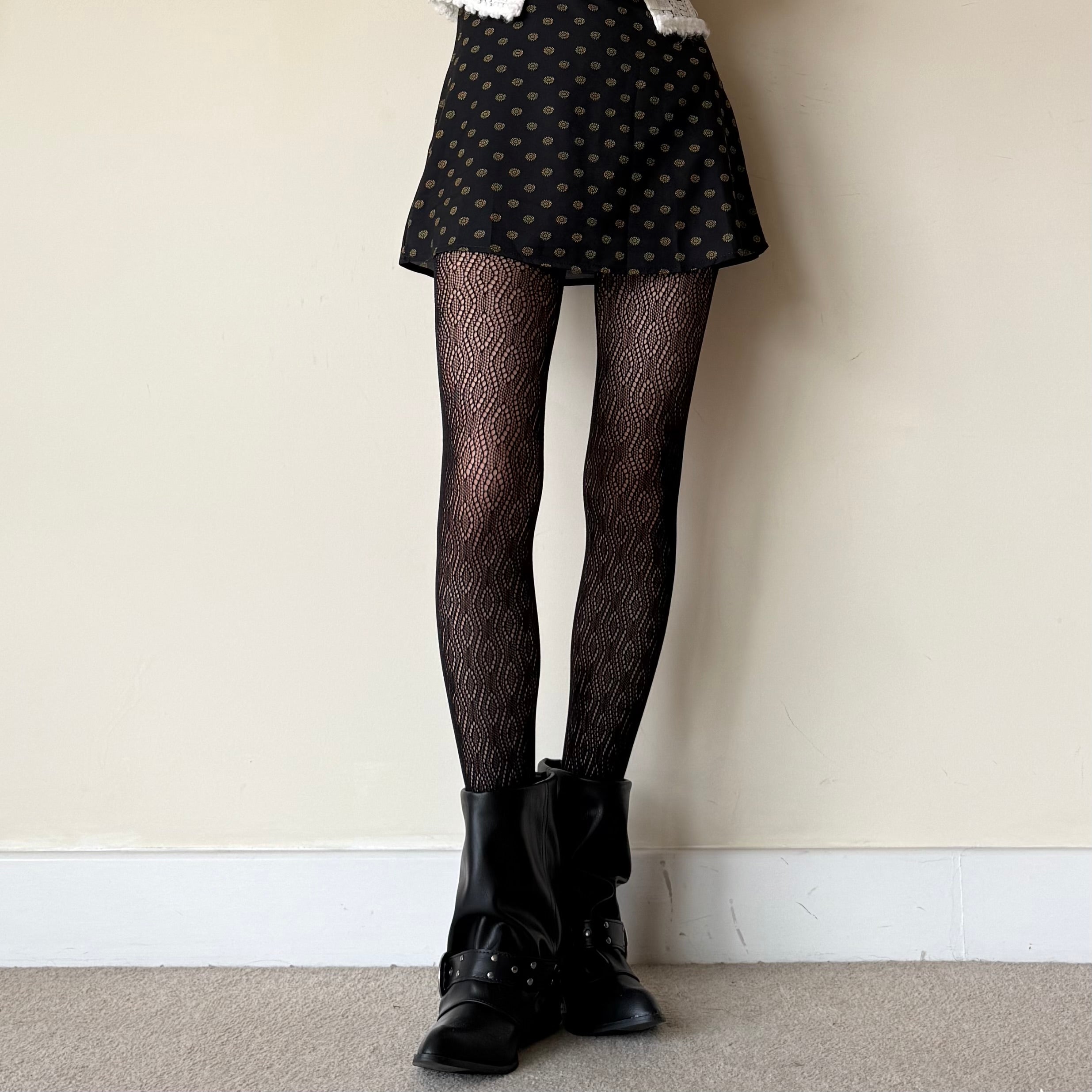 Black Diamond Fishnet Lace Tights