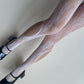 White Distressed Floral Fishnet Tights - tights