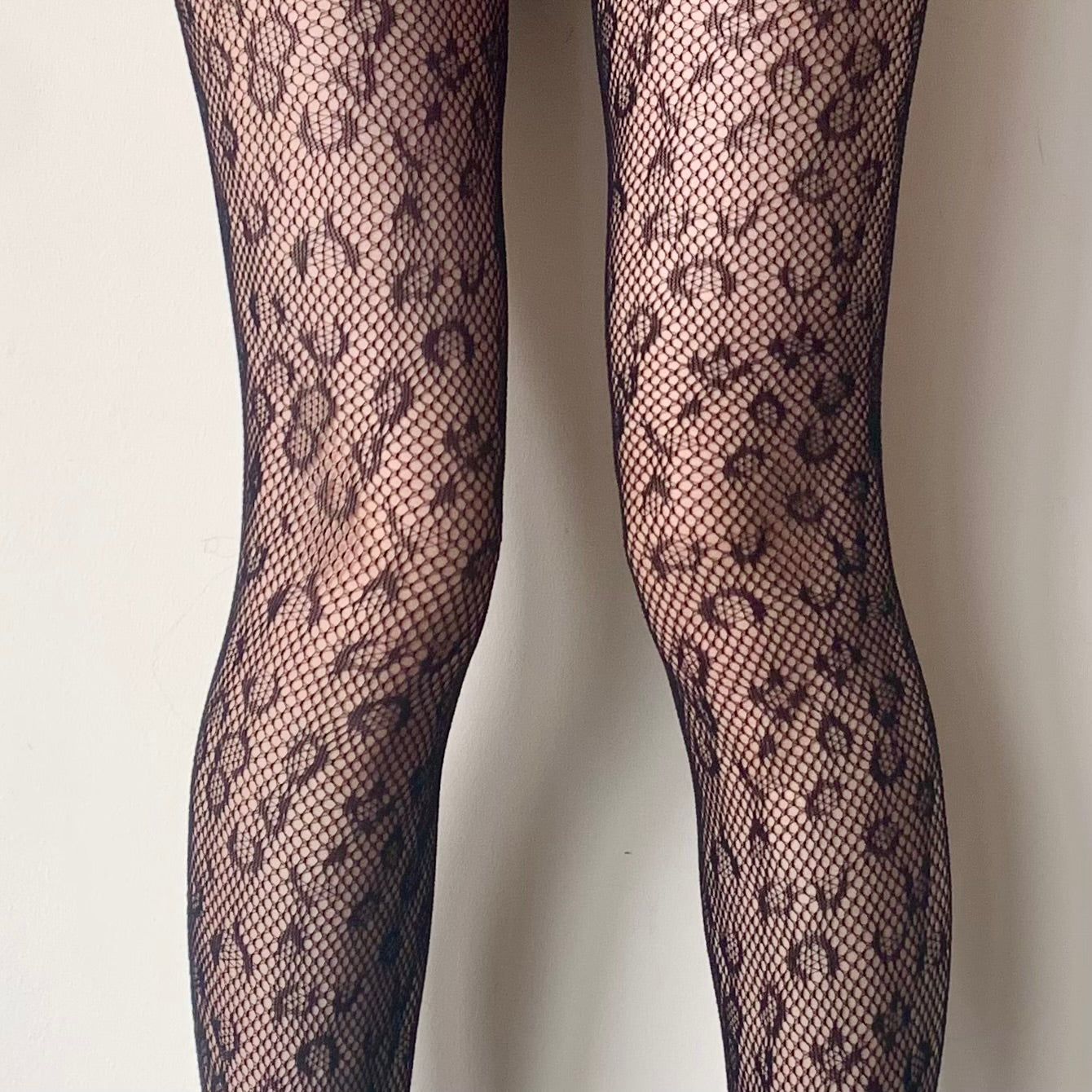 Black Leopard Pattern Fishnet Tights