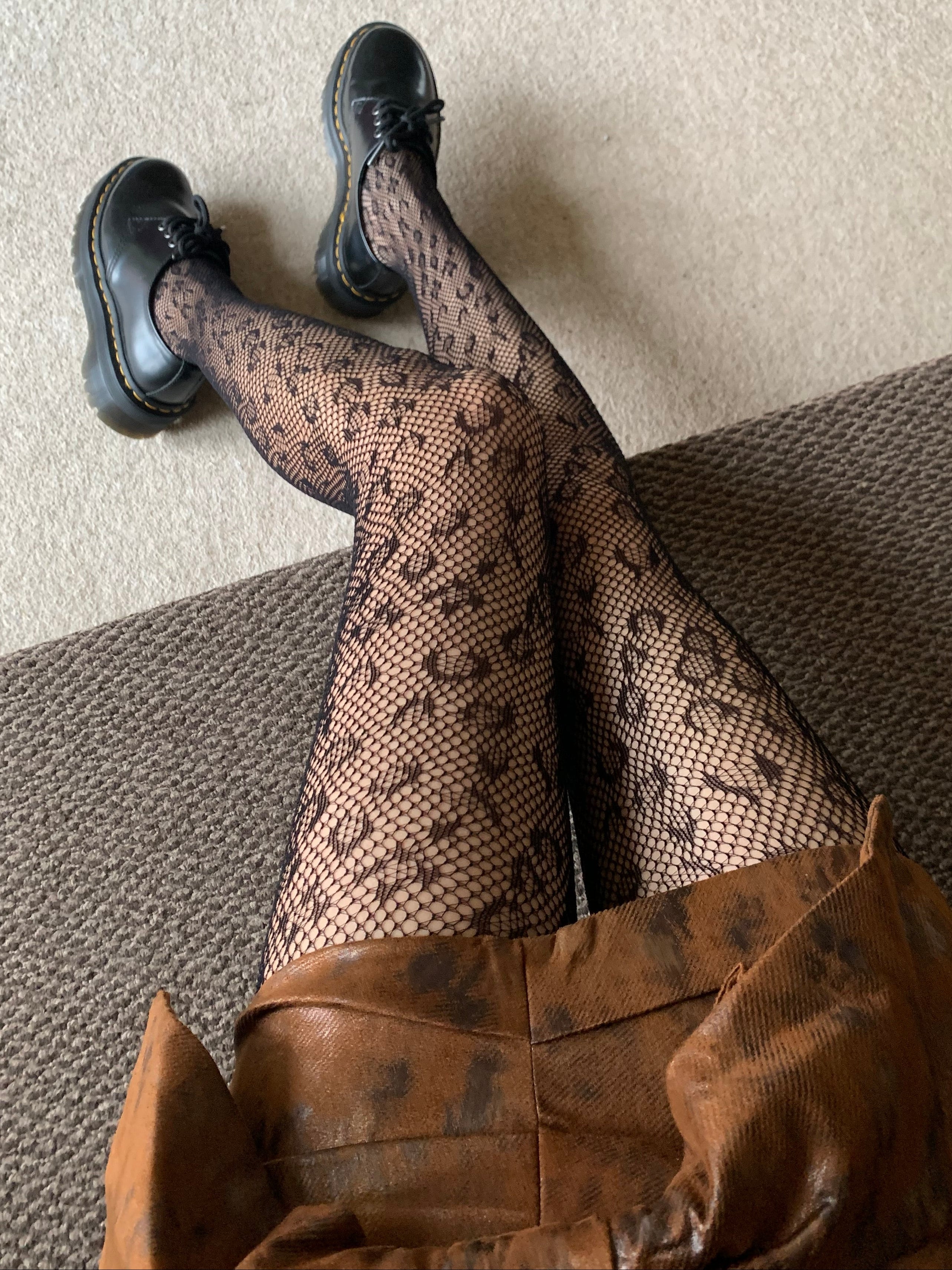 Black Leopard Pattern Fishnet Tights