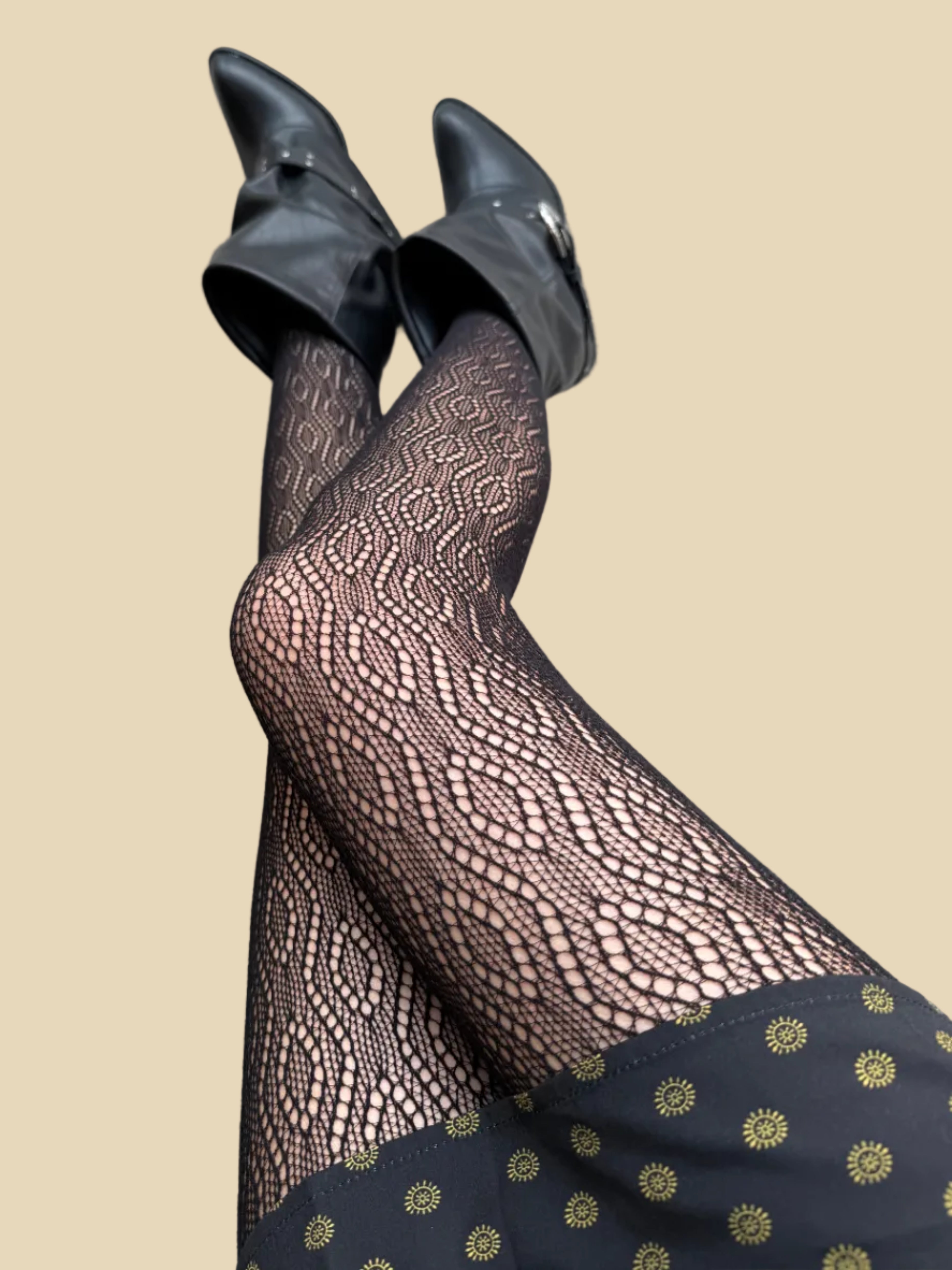 Black Diamond Fishnet Lace Tights