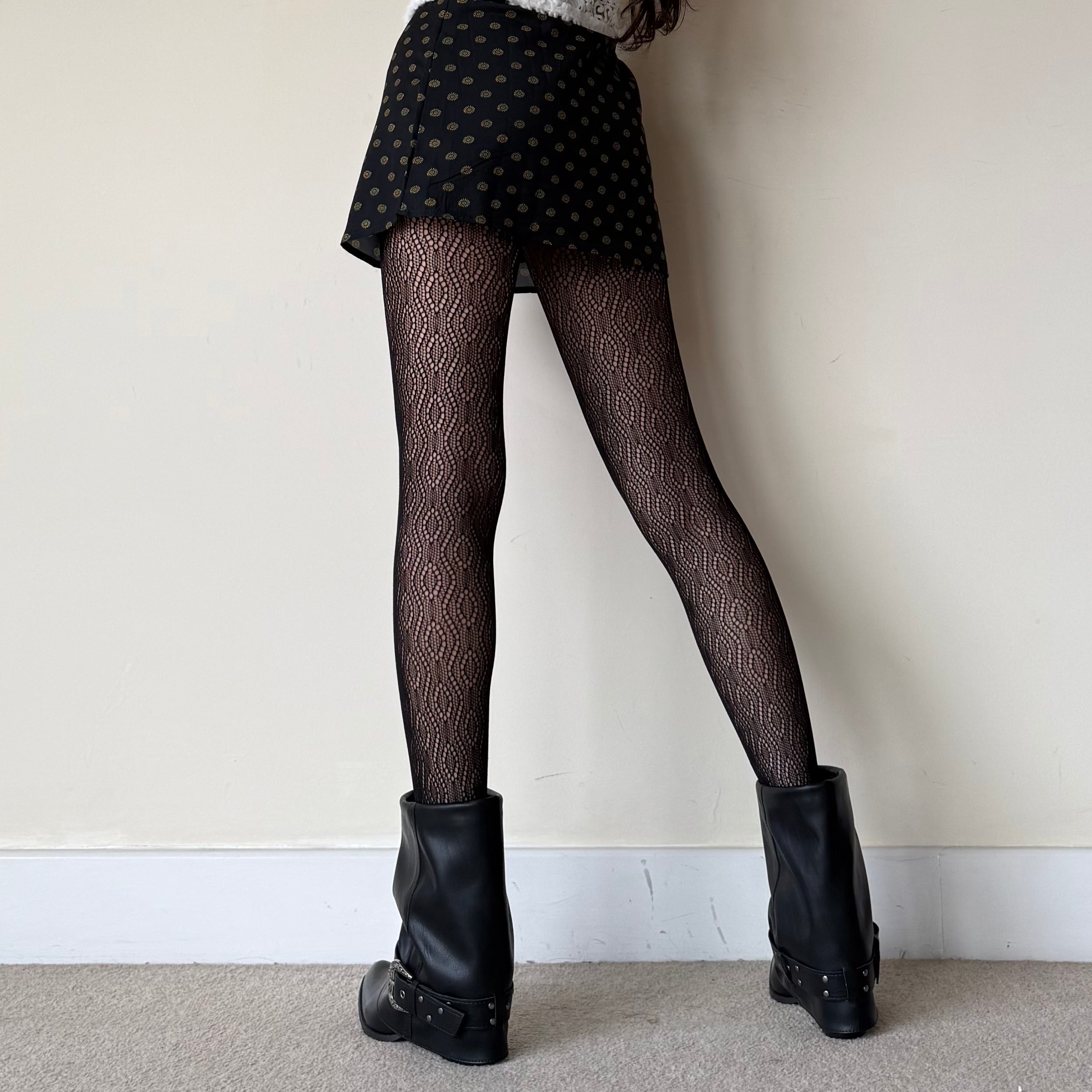 Black Diamond Fishnet Lace Tights