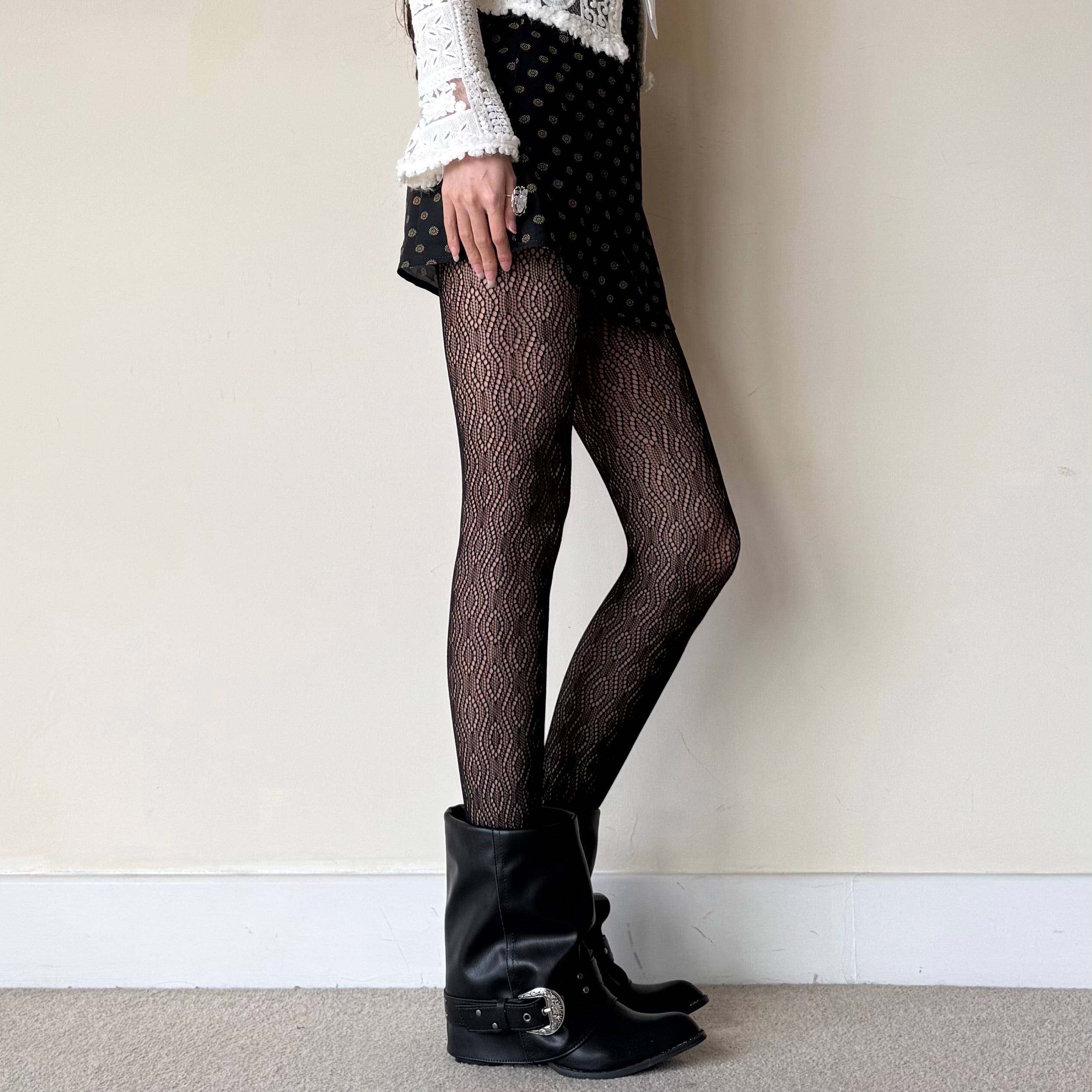 Black Diamond Fishnet Lace Tights