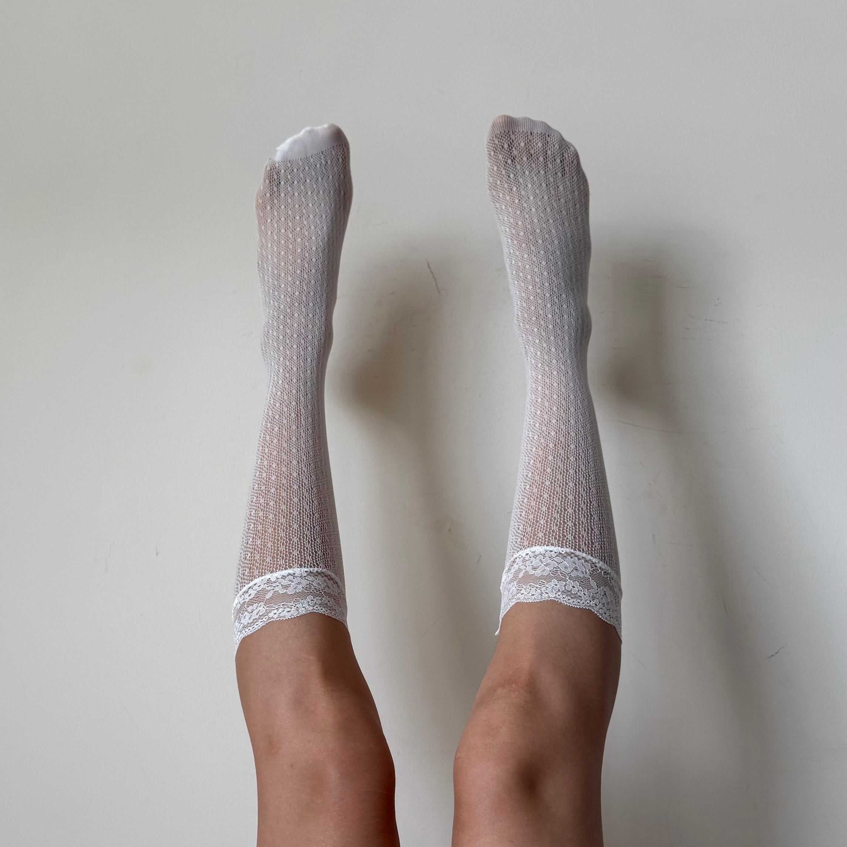 White Polka Dot Lace Socks