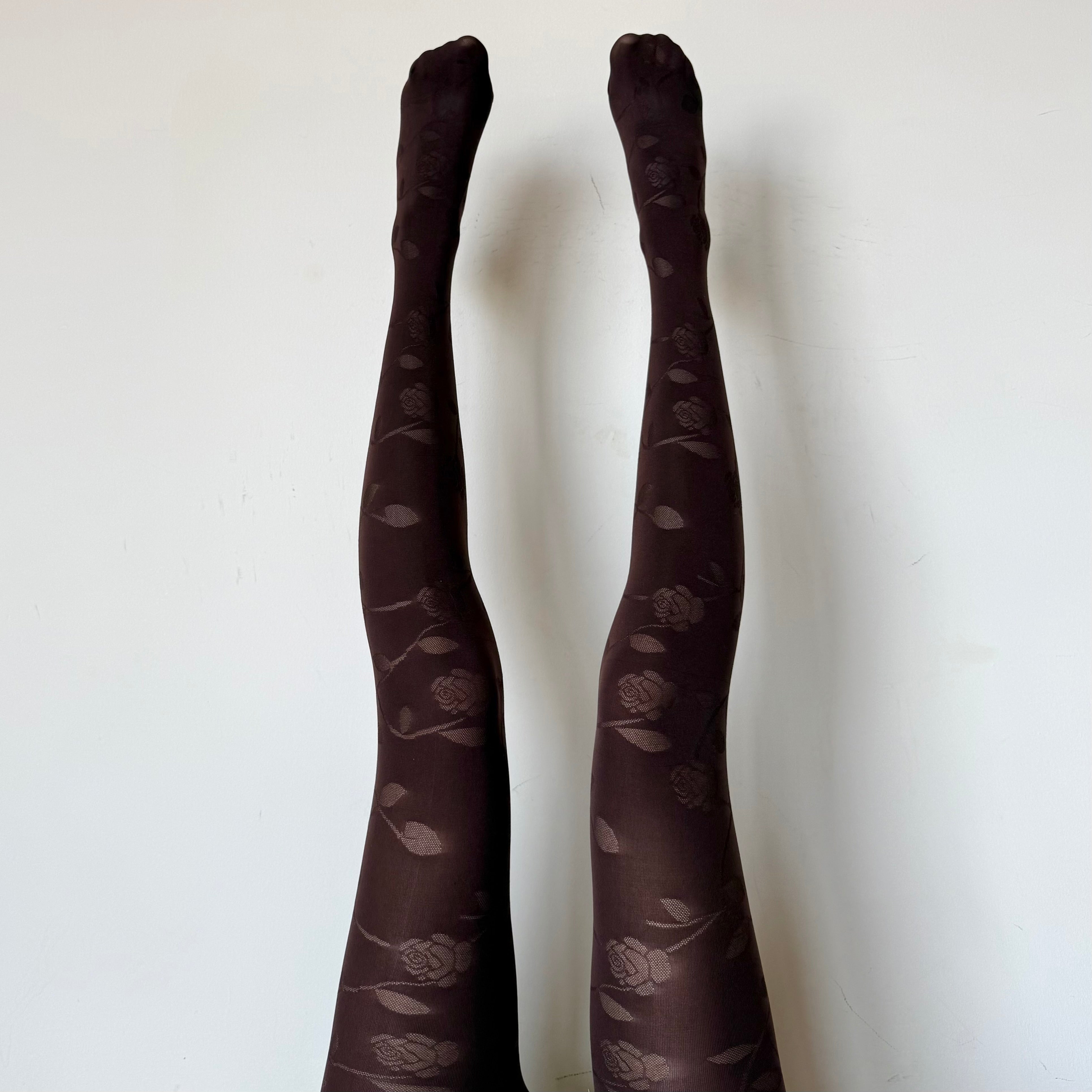 Mocha Rose Shadow Pattern Tights