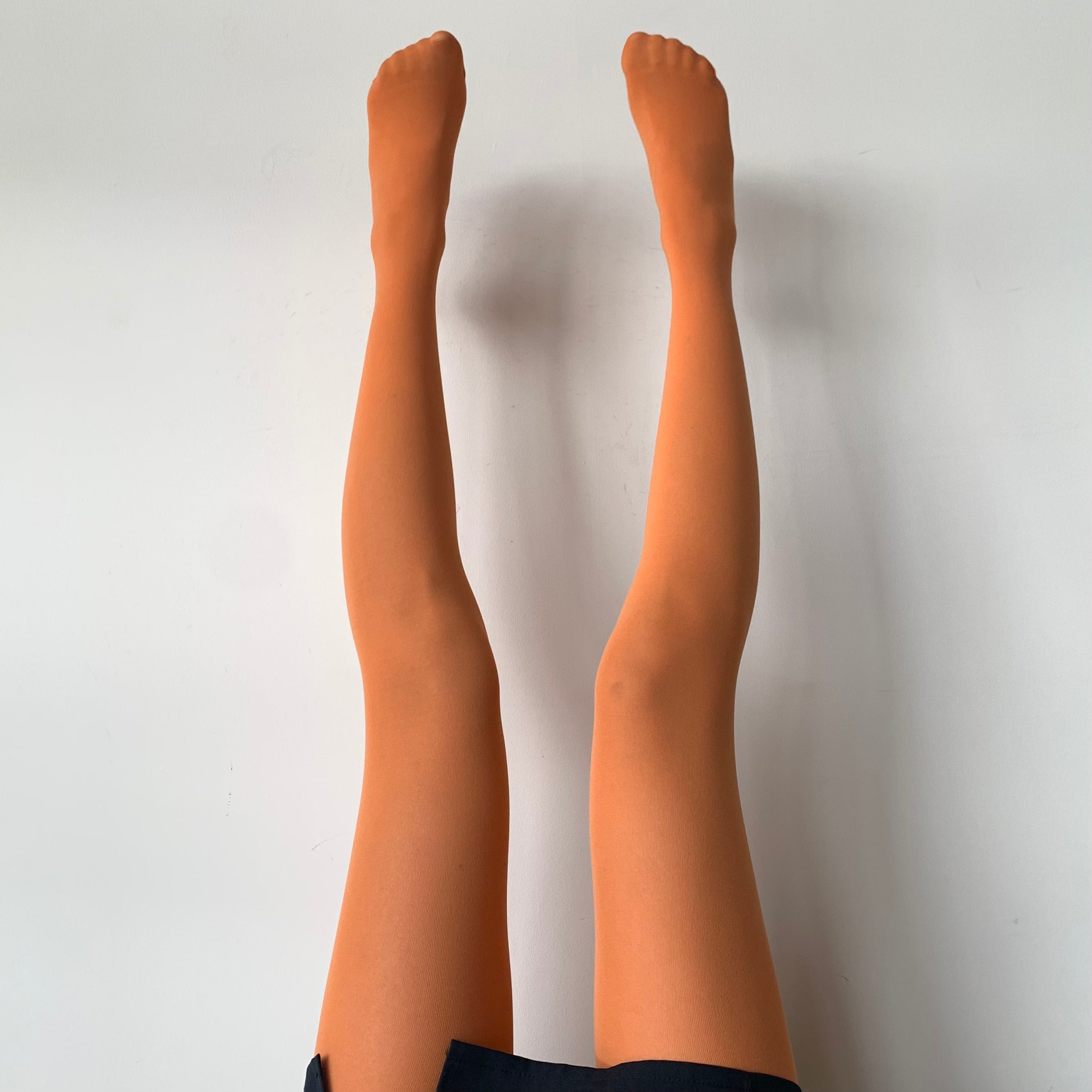 Orange Solid Color Velvet Tights 80D