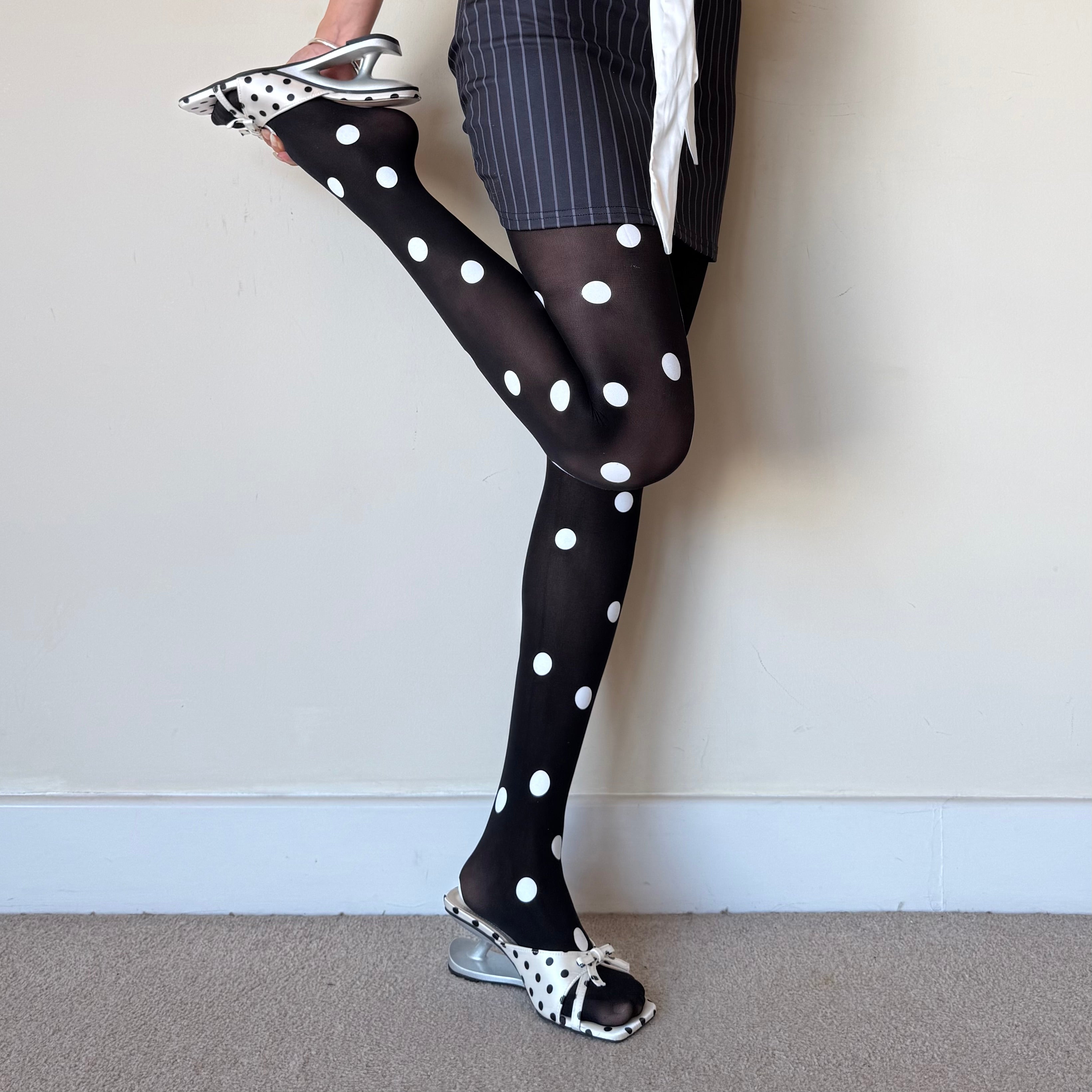 Black Large Polka Dot Tights