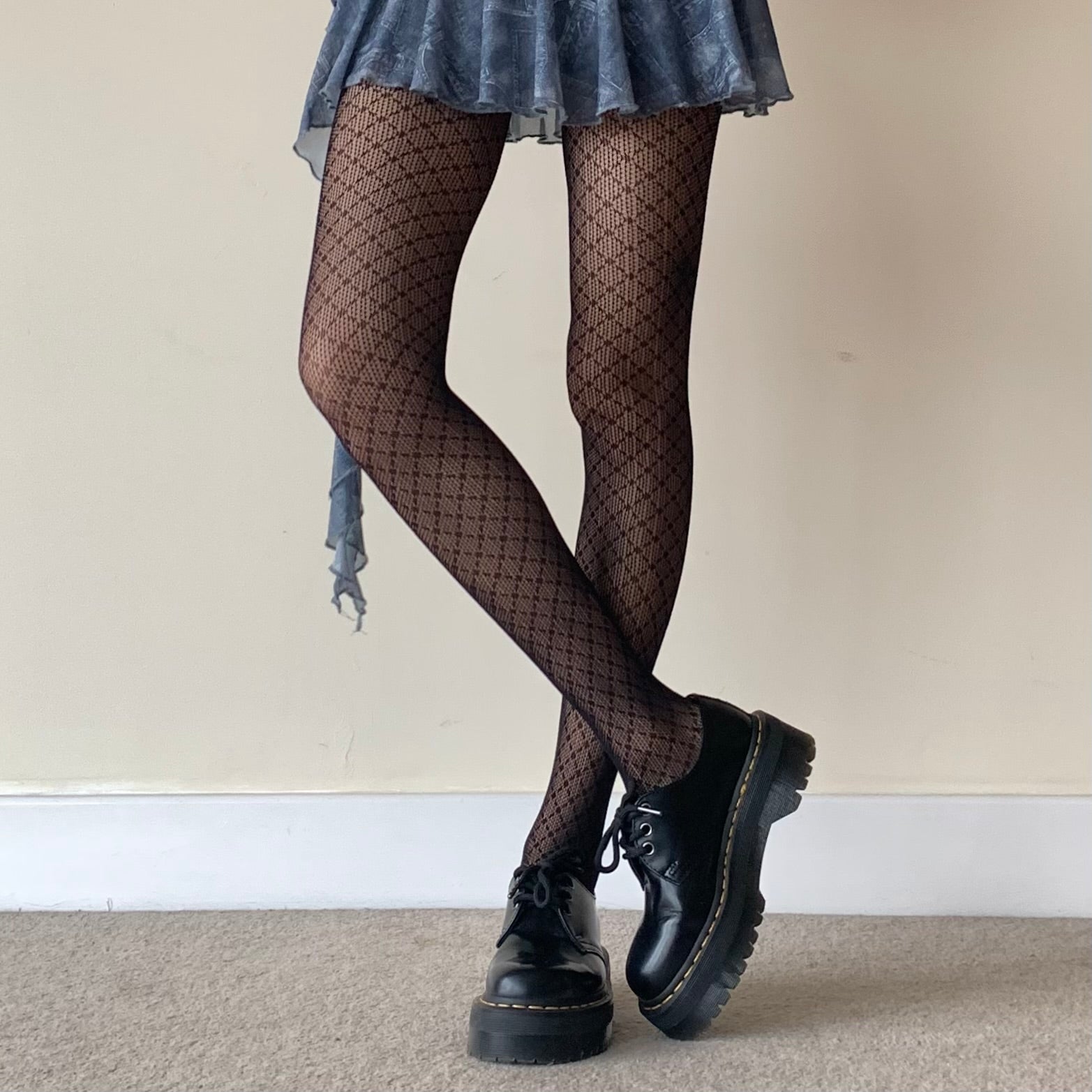 Black Crisscross Fishnet Tights