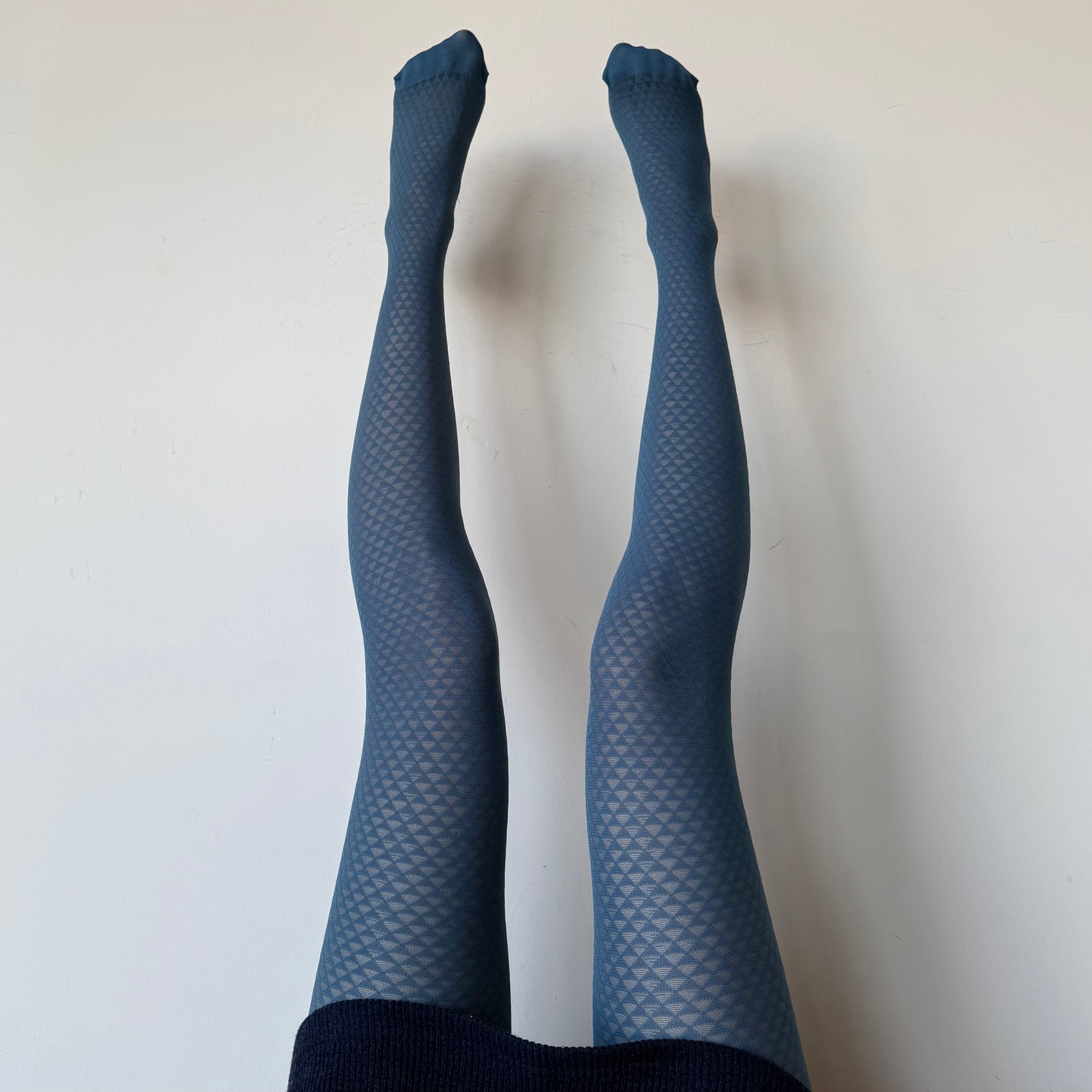 Lake Blue Mermaid Triangle Pattern Velvet Tights 70D