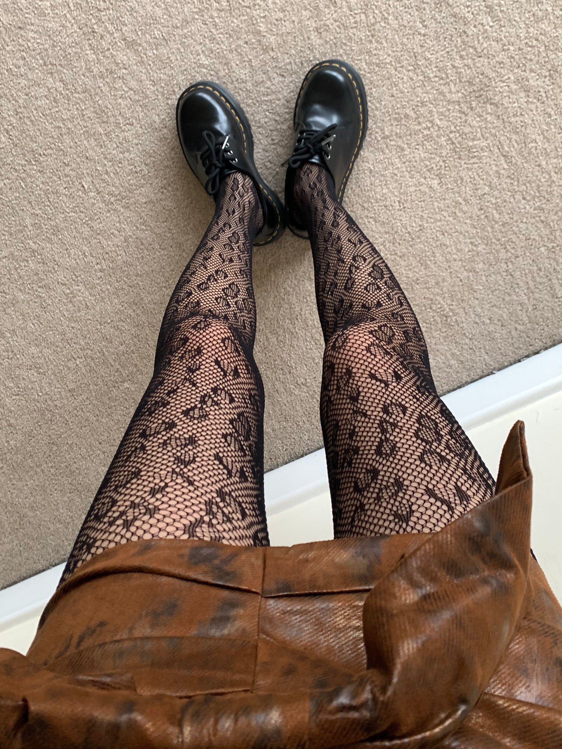 Black Leopard Pattern Fishnet Tights