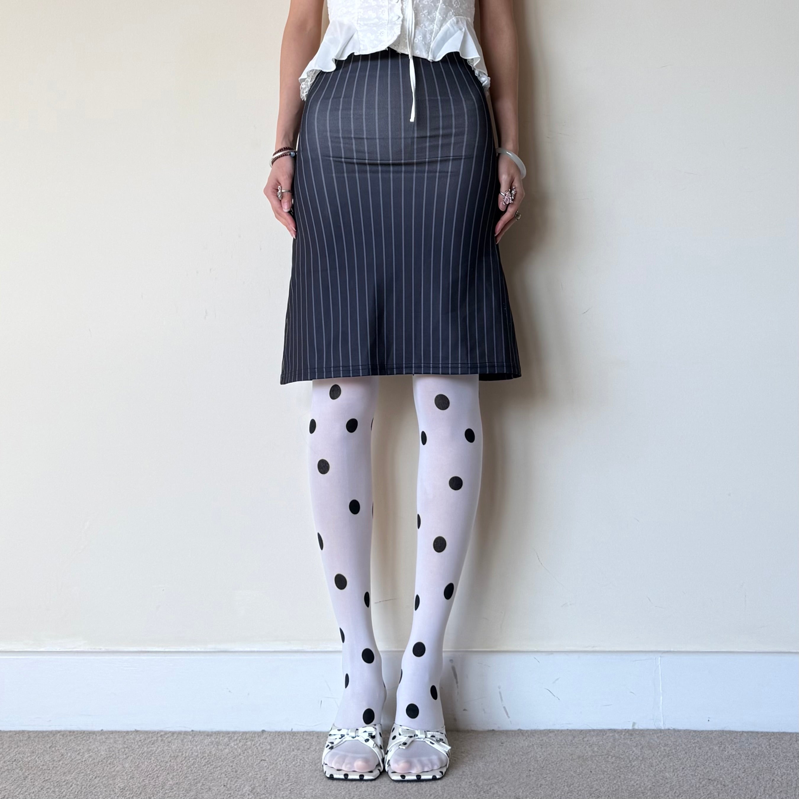 White Large Polka Dot Tights