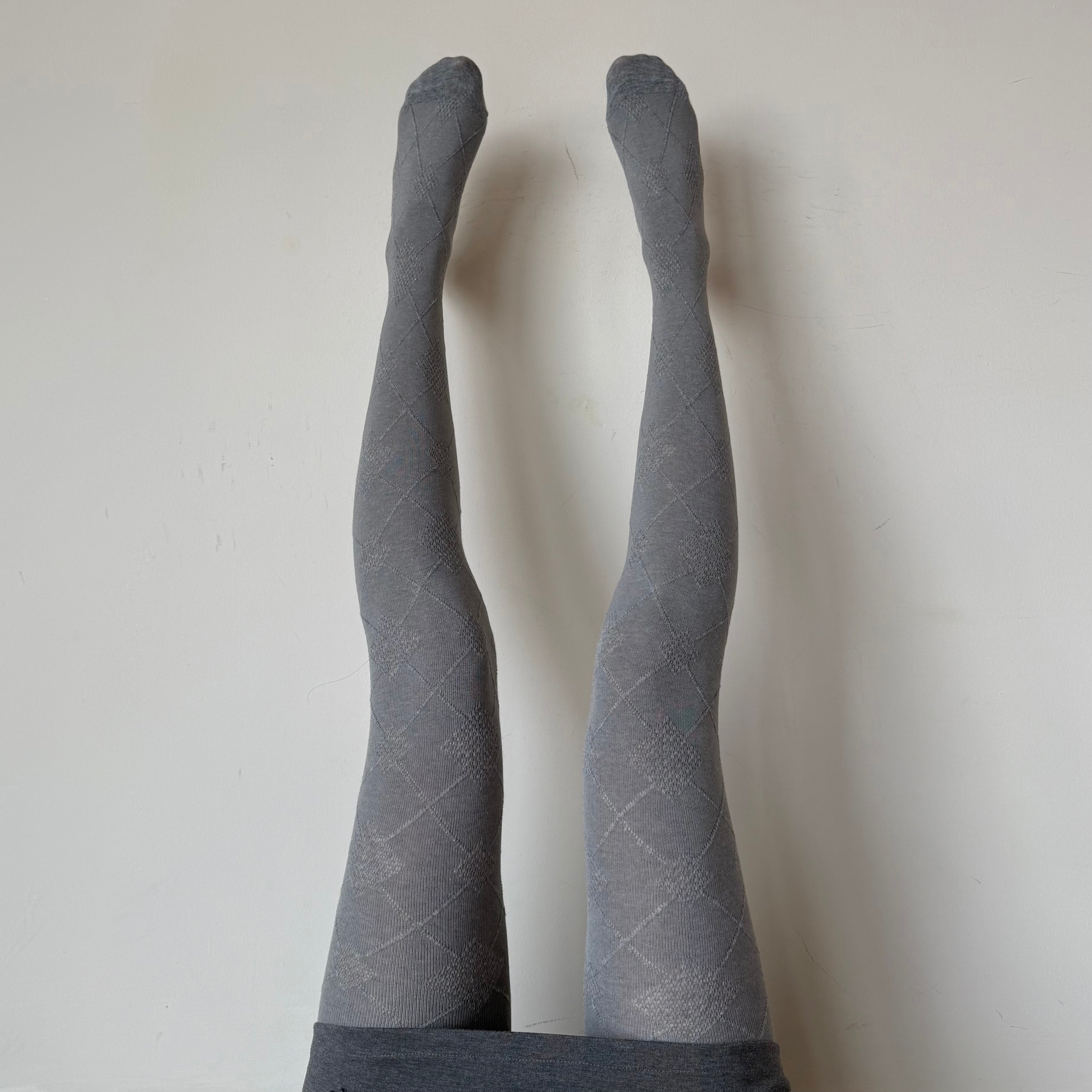 Light Grey Argyle Cotton Tights