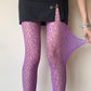 Purple Fishnet Circle Cut-Out Fishnet Tights