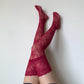 Red Burgundy Stay-up Thigh High Stockings - stockings