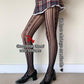 Black Floral Striped Fishnet Tights