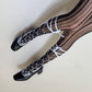 White Lace-Up Fishnet Socks with Adjustable Ribbon Straps - socks