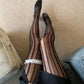 Black Geometric Striped Fishnet Tights