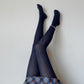 Dark Navy Blue Velvet 3D Crisscross Tights 110D - tights