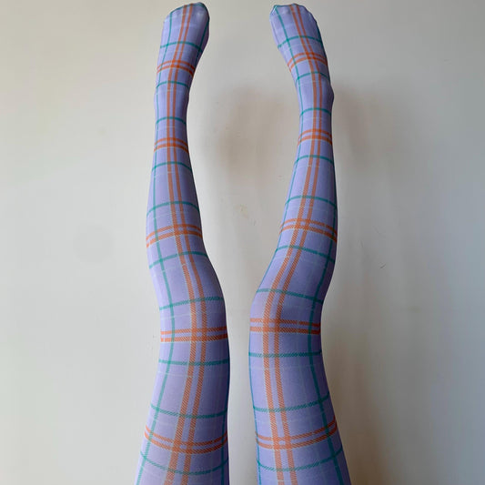 Lavender Purple Velvet Tartan Tights