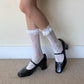 White Floral Frilled Lace Fishnet Socks