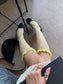 Yellow Floral Knee High Fishnet Socks with Satin Frilled Trim - socks