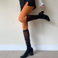 Orange Solid Color Opaque Velvet Tights