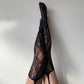Black Floral Fishnet Garter Tights