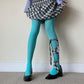 Sky Blue Opaque Solid Color Tights - tights