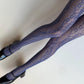 Blue Floral Vine Patterned Fishnet Tights