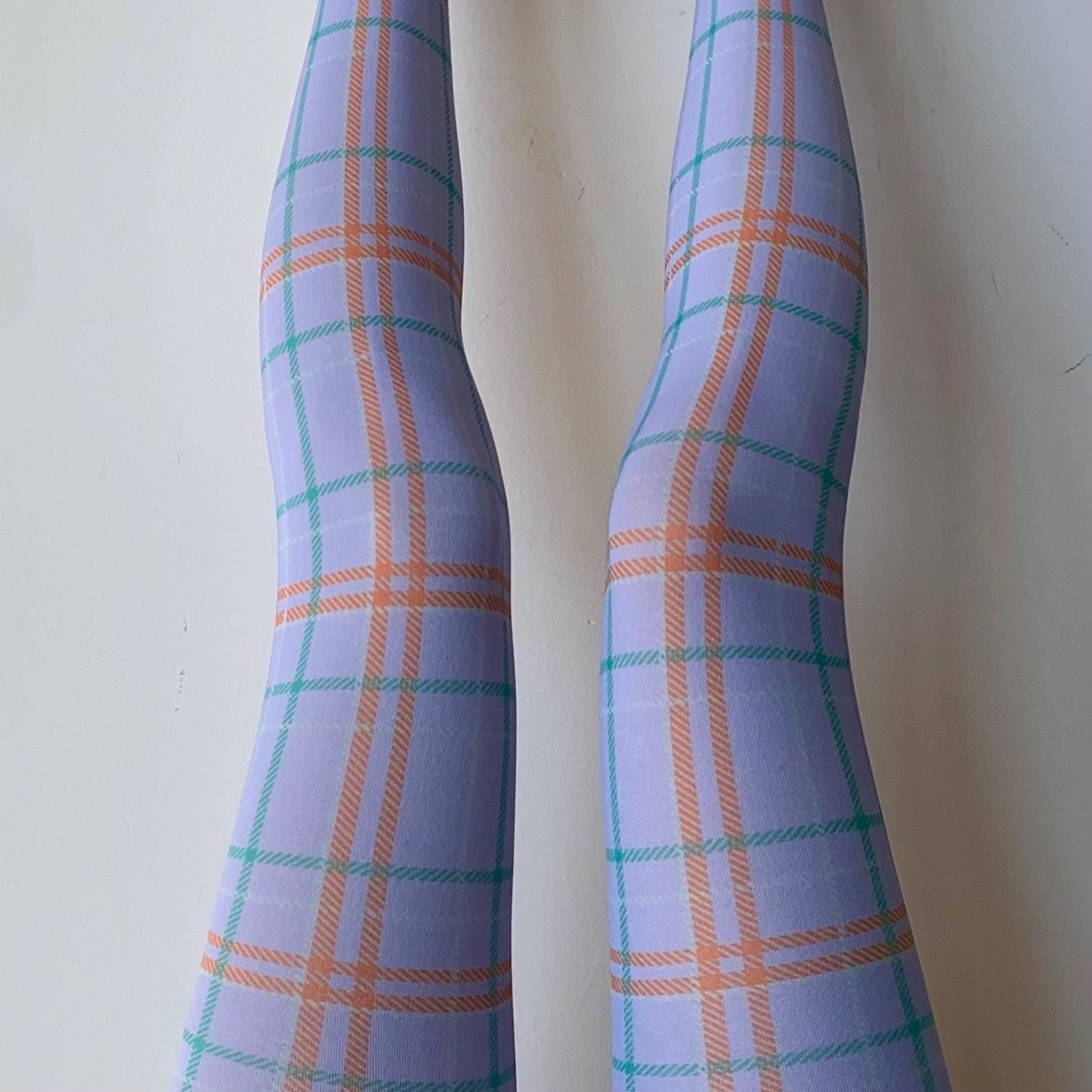 Lavender Purple Velvet Tartan Tights