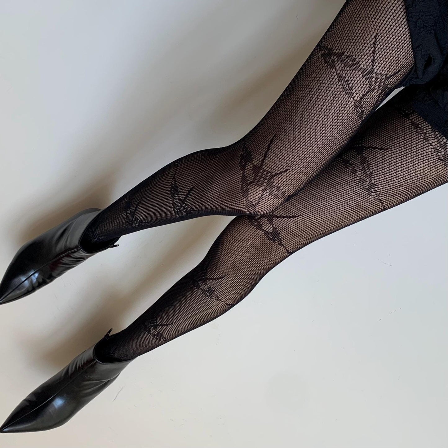 Black Barbed Wire Fishnet Tights - tights