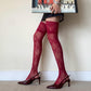 Red Burgundy Stay-up Thigh High Stockings - stockings