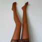 Cinnamon Orange Velvet 3D Crisscross Pattern Tights 110D - tights