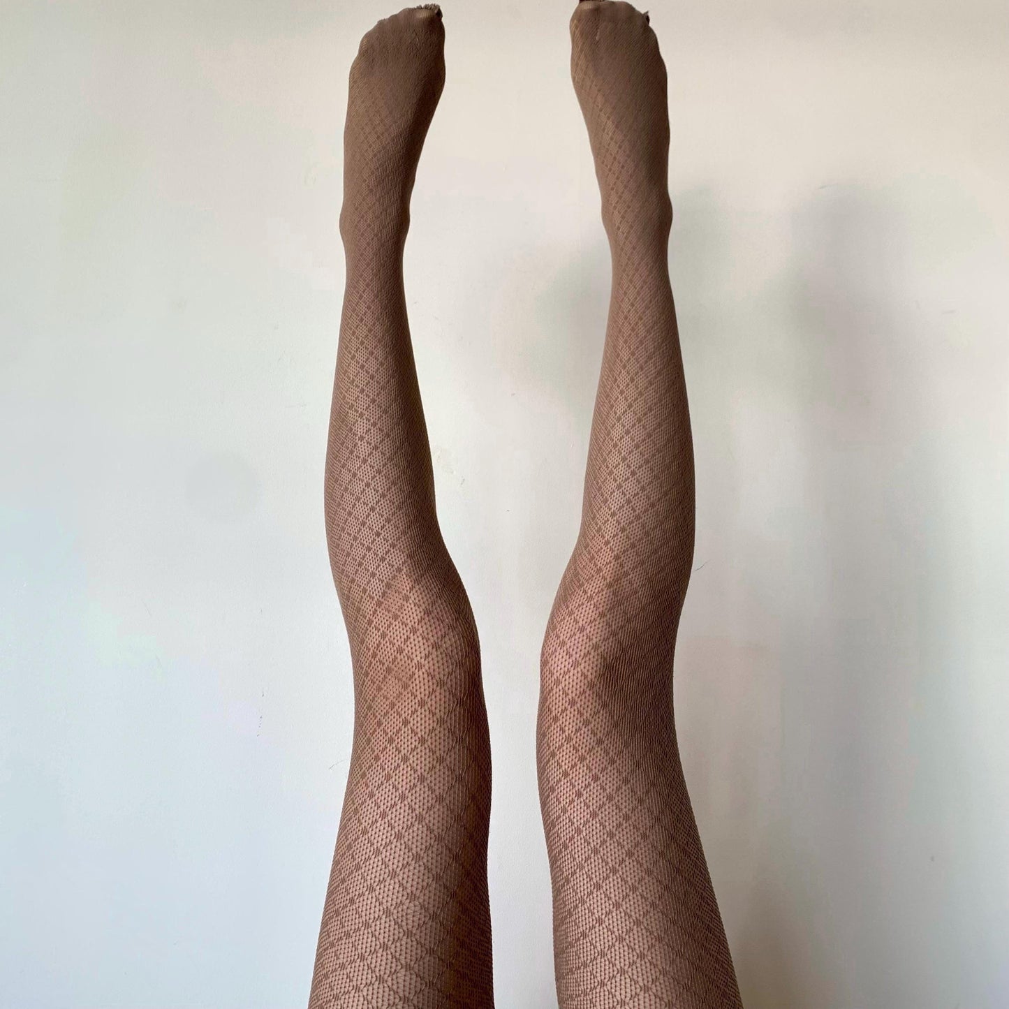 Brown Crisscross Fishnet Tights