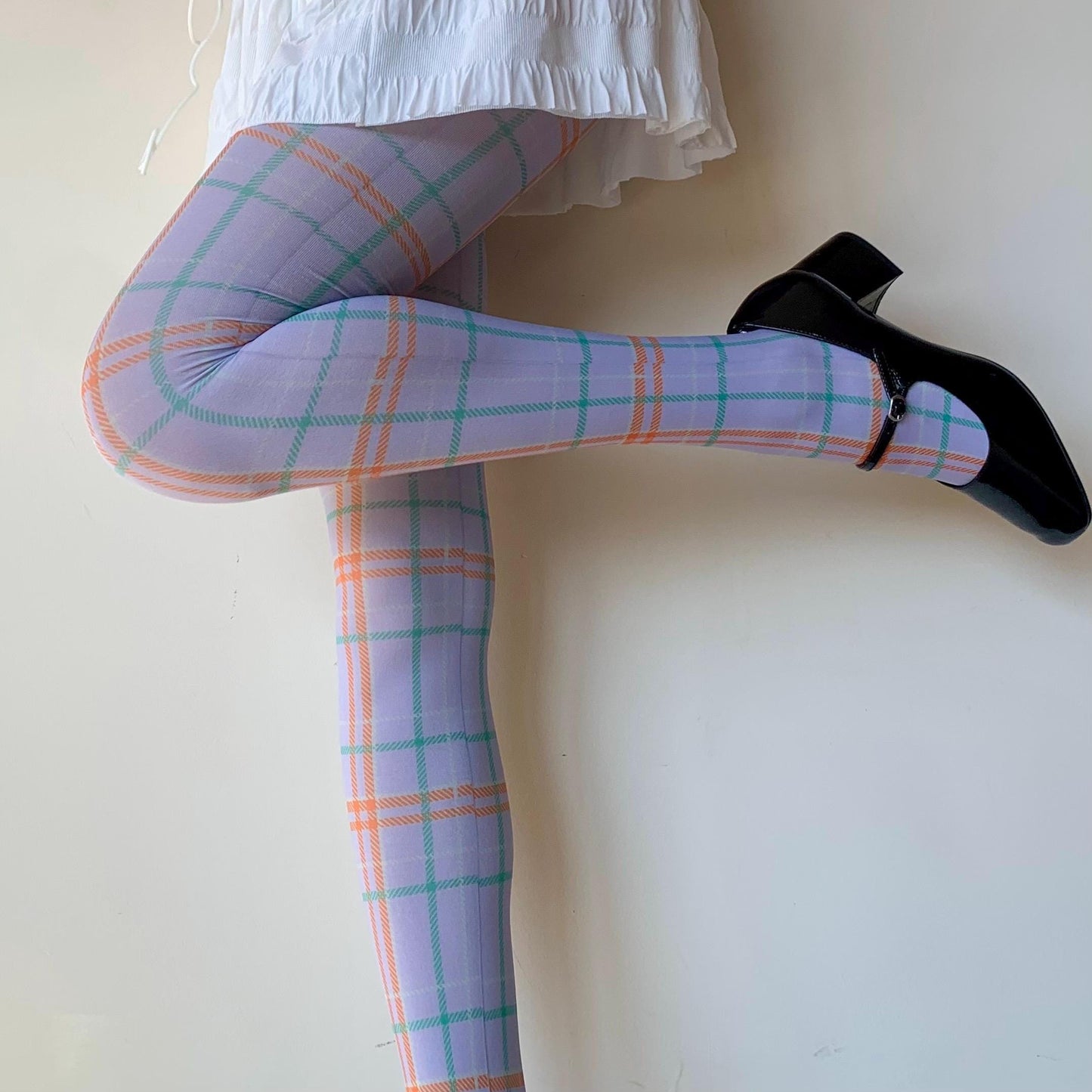 Lavender Purple Velvet Tartan Tights