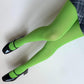 Neon Green Solid Color Velvet Tights - tights