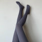 Blue Grey Ribbed Velvet Opaque Tights