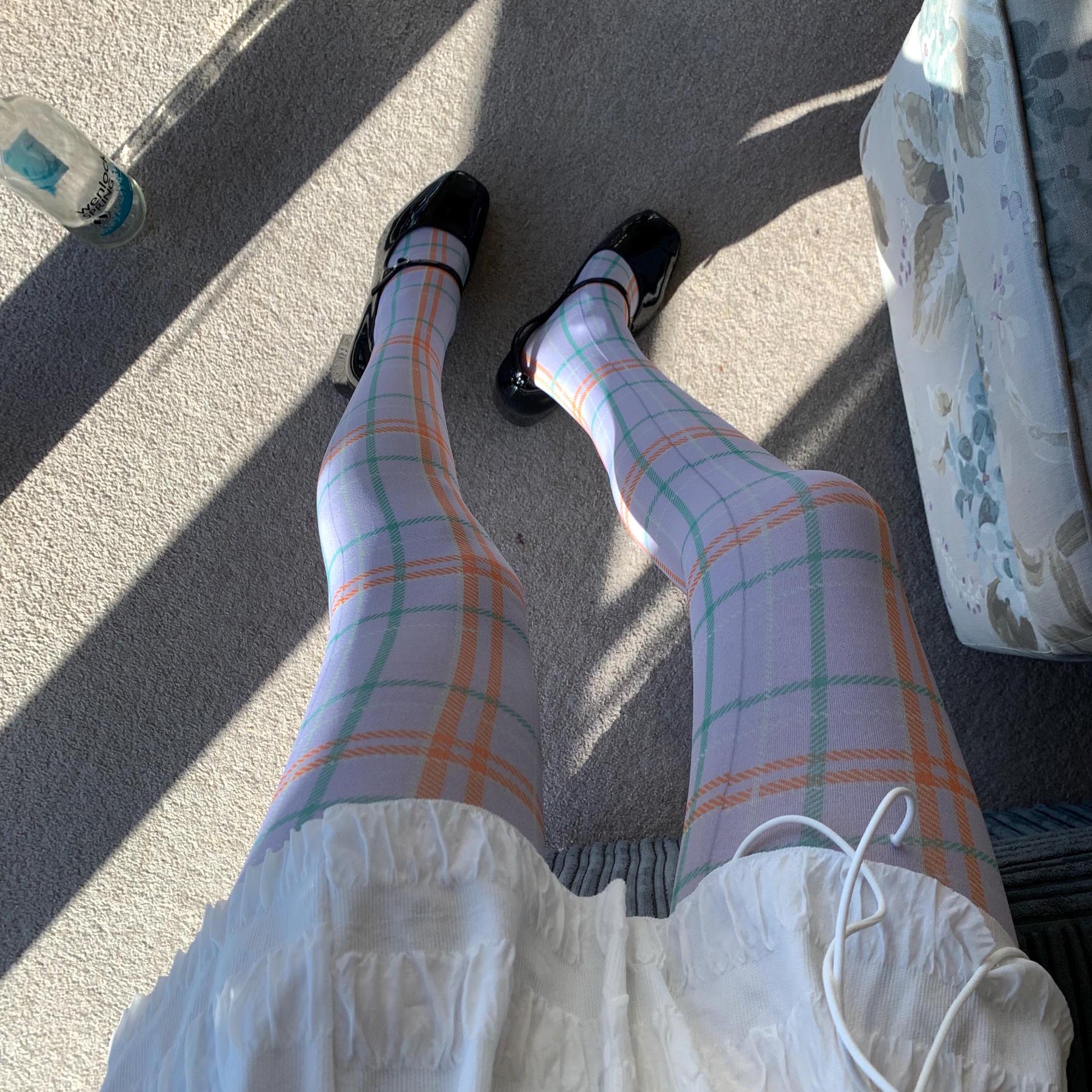 Lavender Purple Velvet Tartan Tights