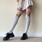 White Over-the-Knee Wrap-Tie Socks - Soft Fabric Thigh-High Stockings with Adjustable Ribbon Tie Fairycore Balletcore