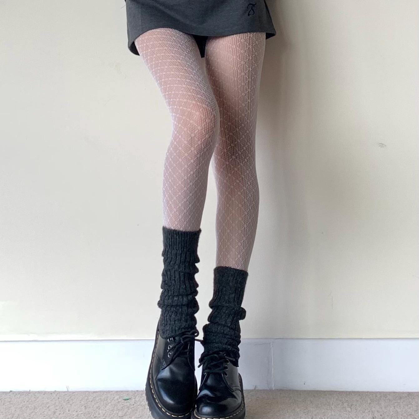 Dark Grey Ribbed Leg Warmers with Flared Bottom - Grey / One size